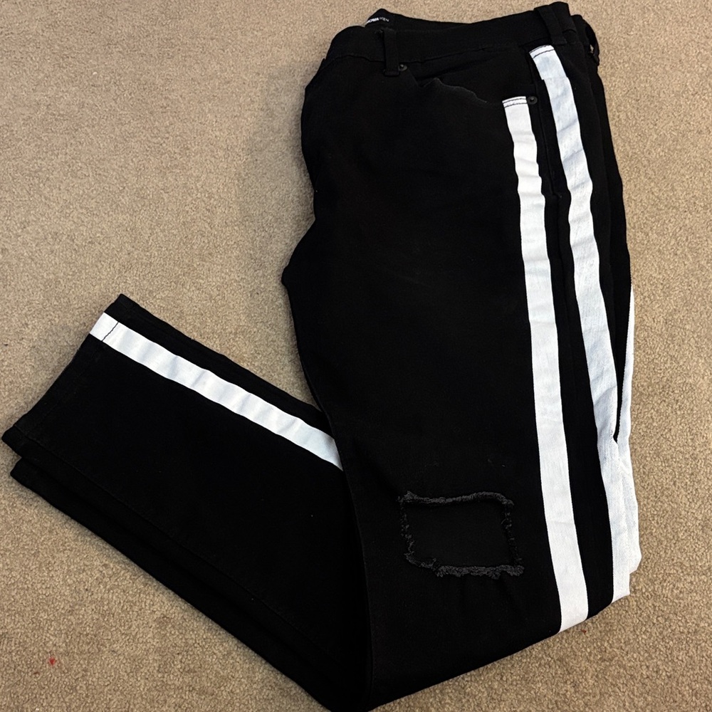 Fashion Nova Black Pants with White Stripes